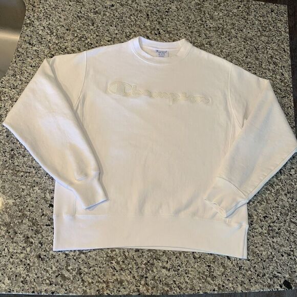 Vintage Champion Reverse Weave Sweatshirt Mens M 80s-90s Distressed Spellout - Picture 1 of 7